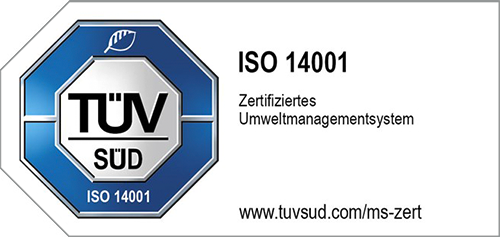 TÜV Siegel für Zertifiziertes Umweltmanagement nach ISO 14001